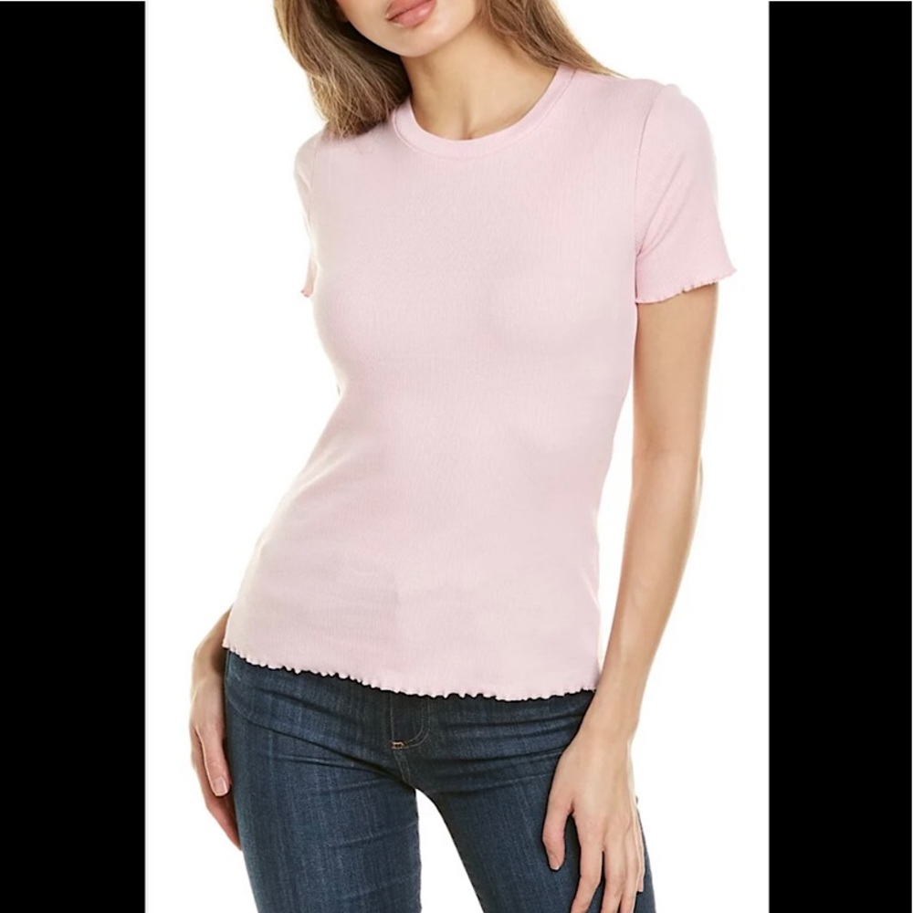 NWT Court & Rowe Lettuce Edge Stretch Cotton Tee - Size M - Fresh Peony